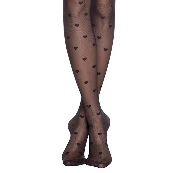 Conte Bonheur 20 Den - Fantasy Women's Tights with a "heart" pattern - Picture 9 of 12
